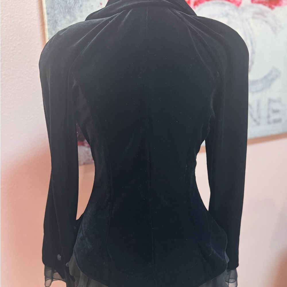 Tadashi Shoji Black Velvet Fitted Blazer - Picture 5 of 8